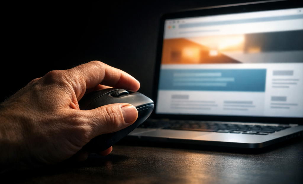 Cursor moving toward browser close button