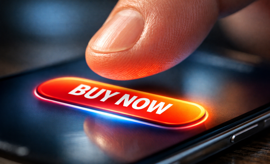 Colorful CTA buttons in various sizes and placements