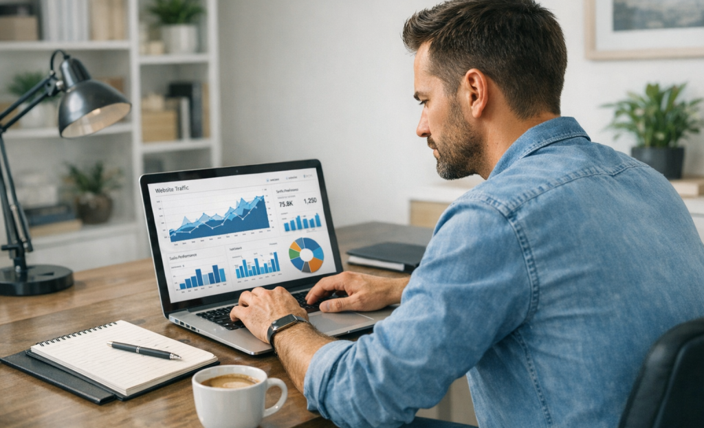 Person analyzing A/B test results on screen