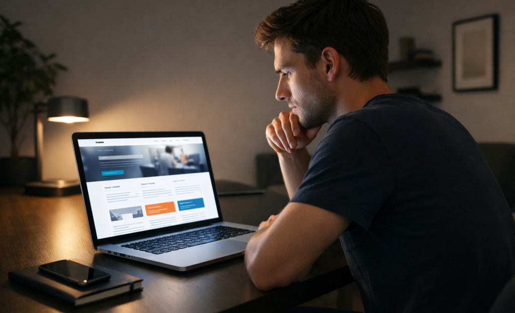Strategic website layout with visual hierarchy