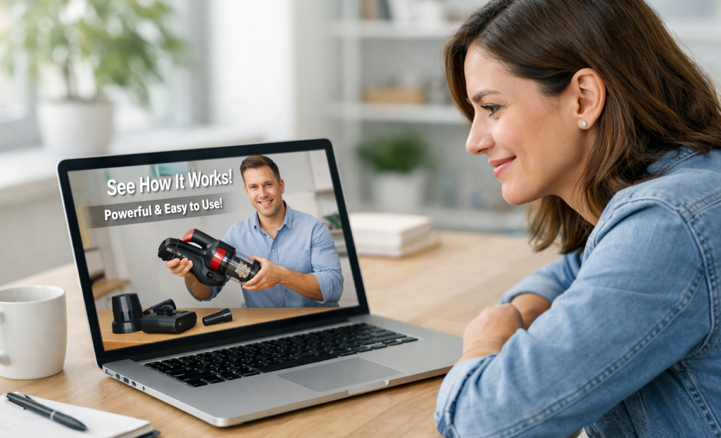 Landing page with embedded video player