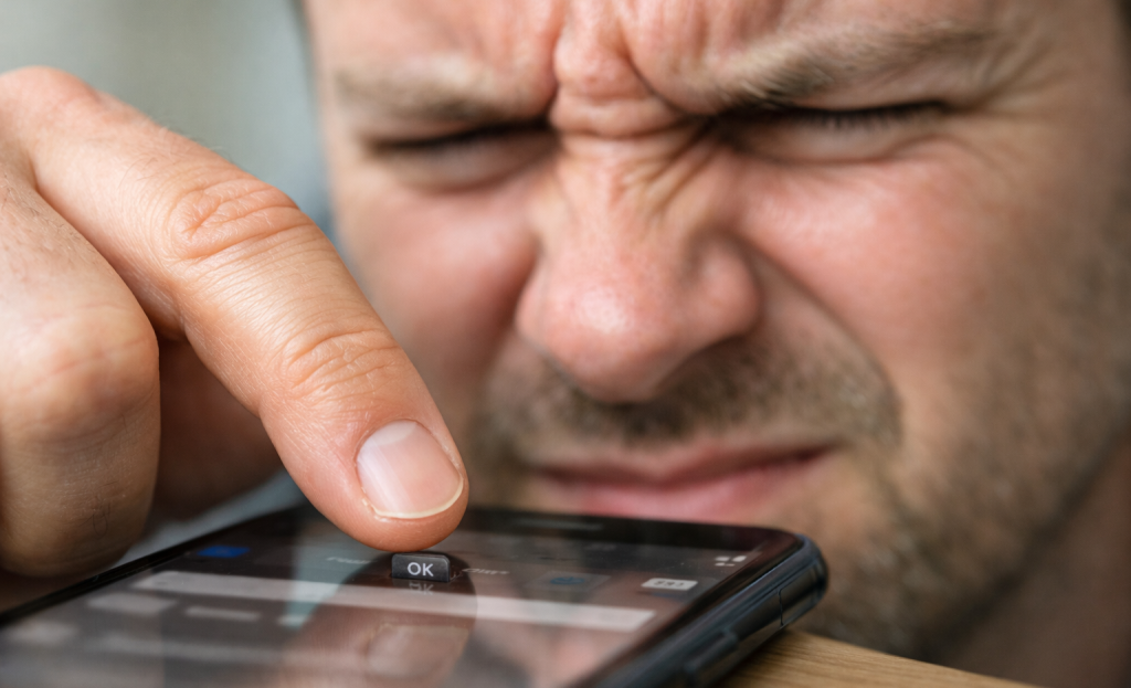 Person frustrated using slow mobile website