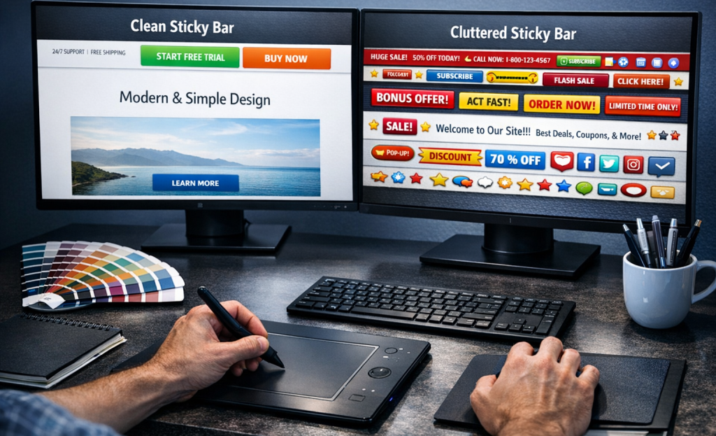 Sticky banner design conversion rate comparison