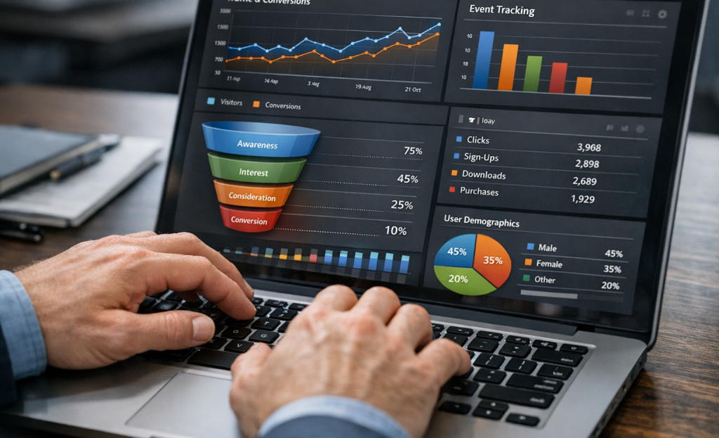 GA4 dashboard showing micro-conversion key events