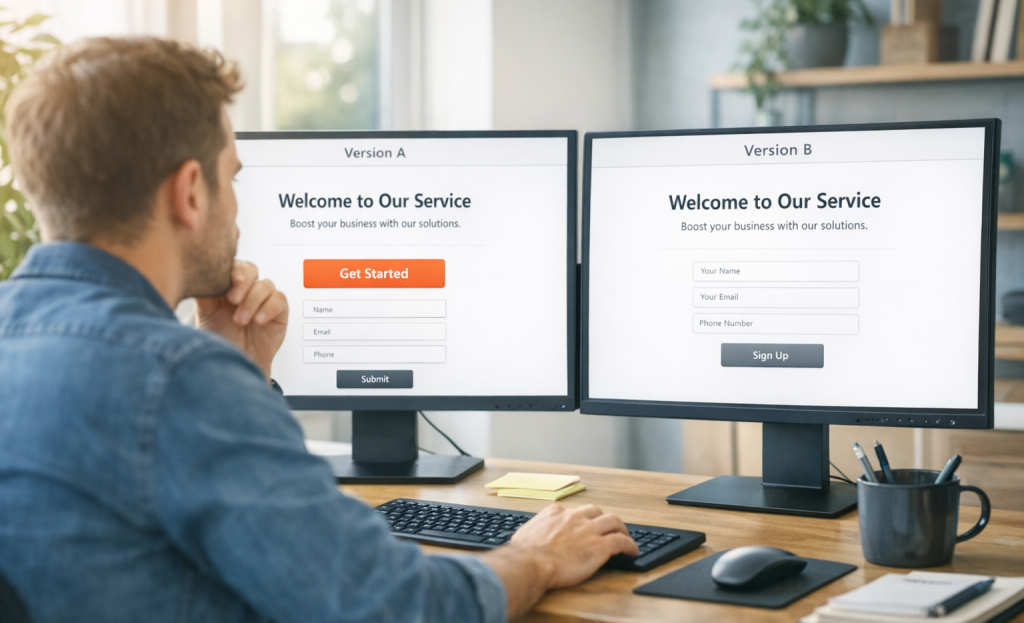 A/B testing dashboard showing conversion rate data