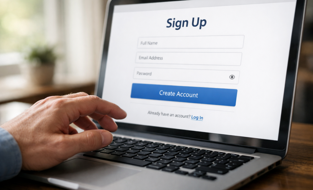 Simple signup form with minimal input fields