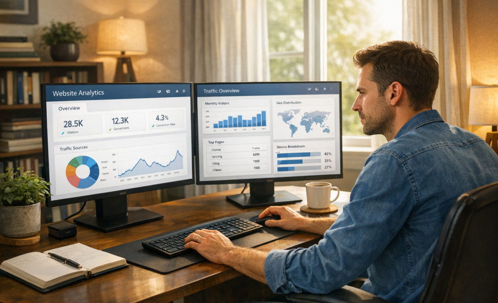 Landing page split testing dashboard comparison