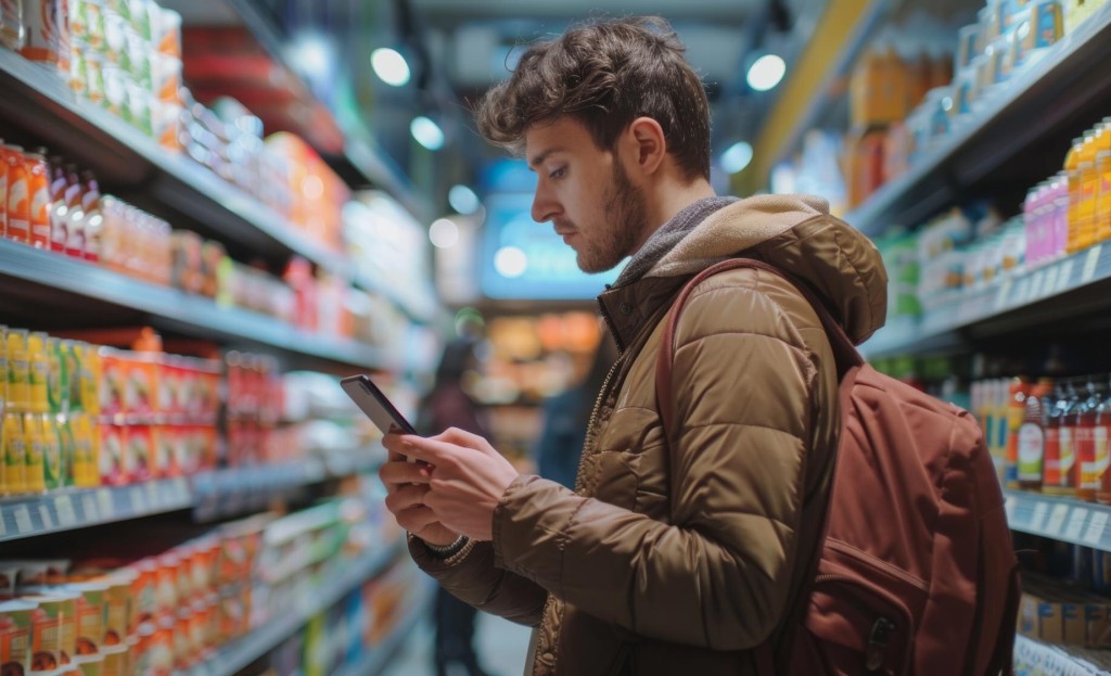 Person choosing between two digital tools