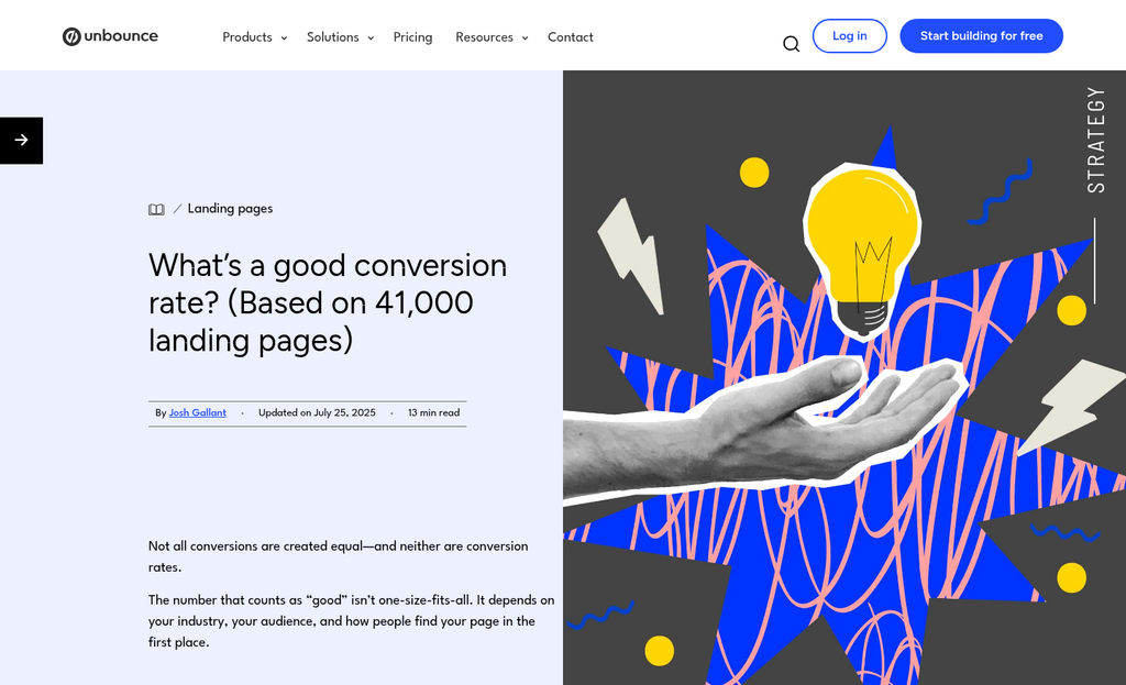 Landing page with weak conversion copy example