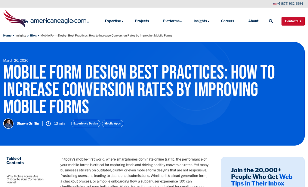 Mobile opt-in form conversion optimization example