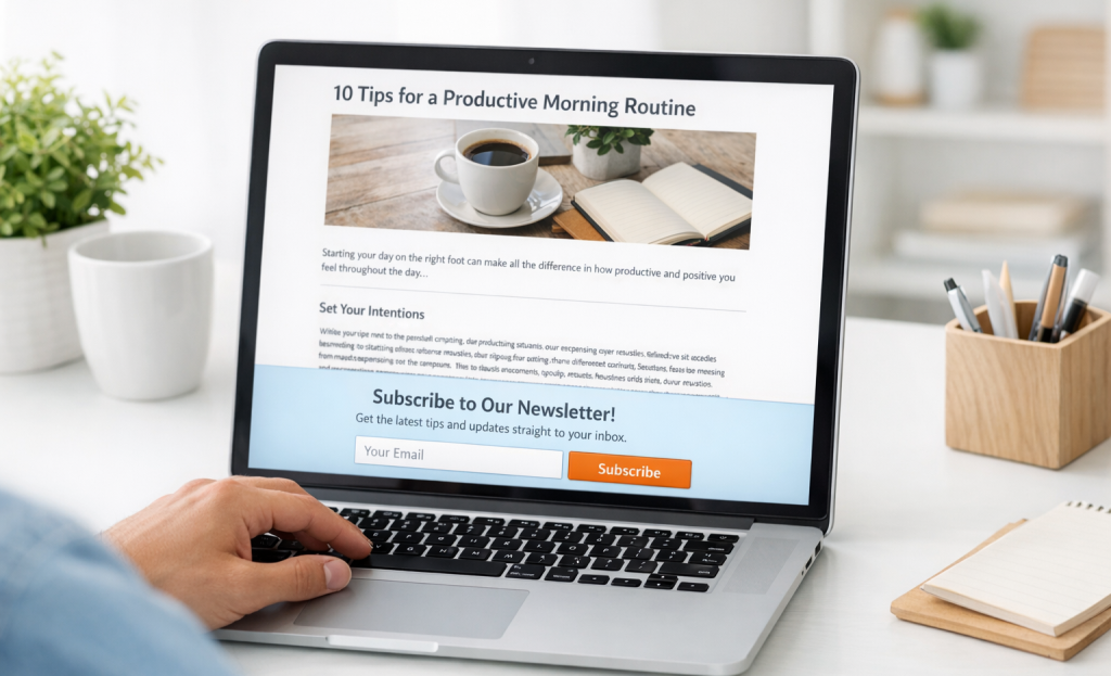 Person searching online finding relevant content