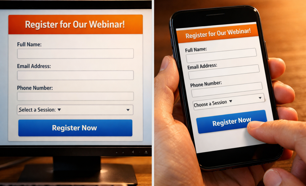 Person struggling to register on mobile device