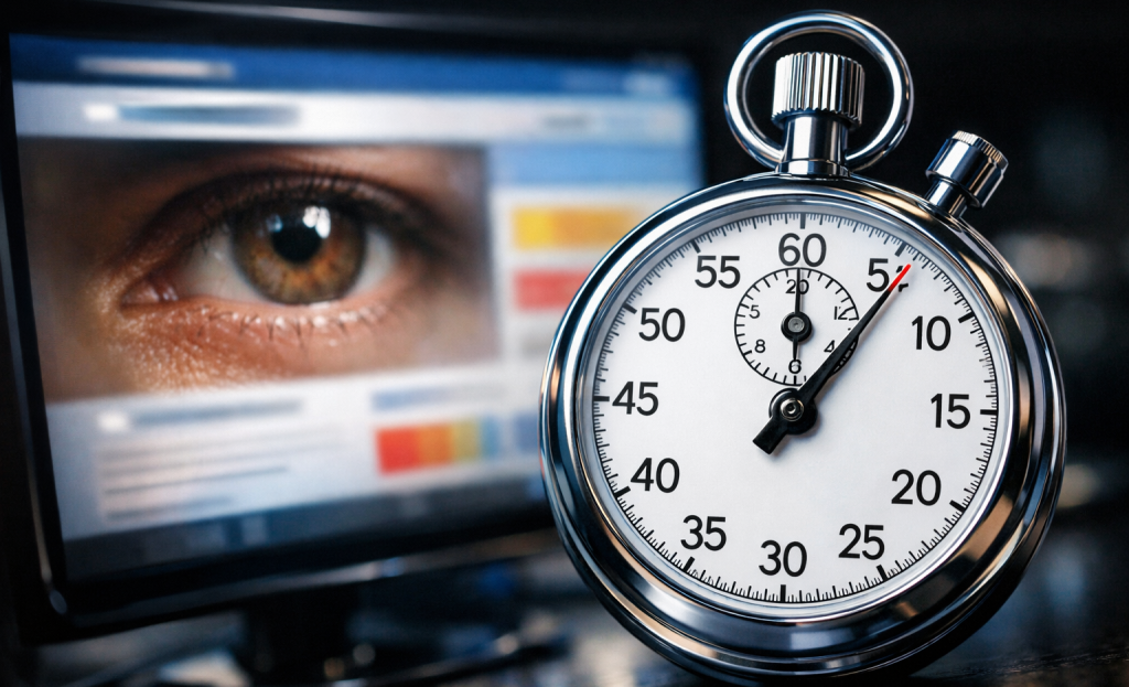 Stopwatch measuring rapid first impression timing