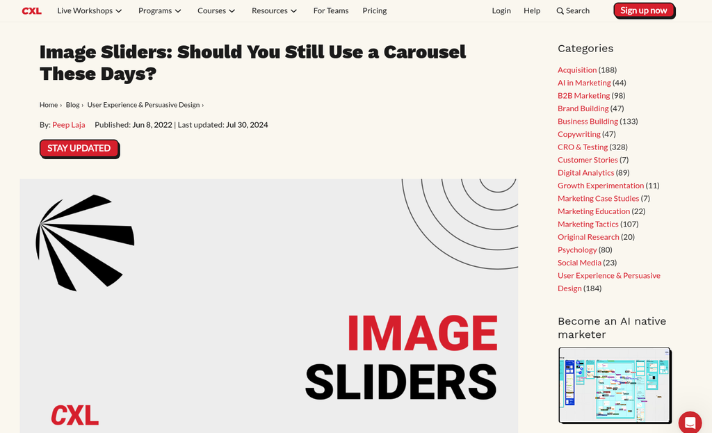 Website heatmap showing cluttered above fold area