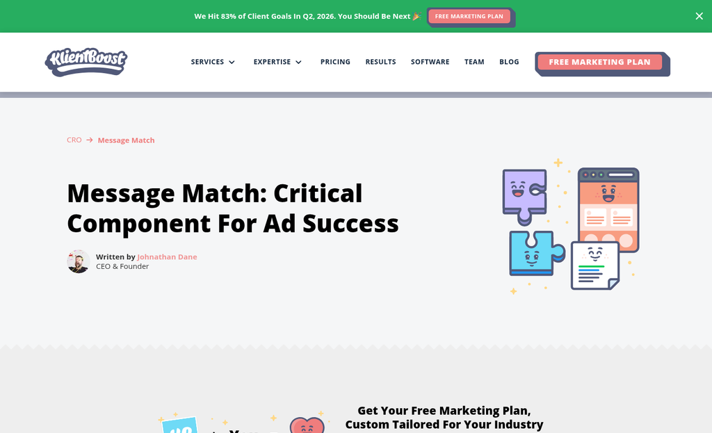 Ad and landing page message mismatch