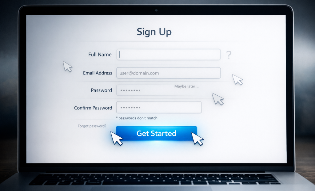 Cluttered lead generation form with too many fields