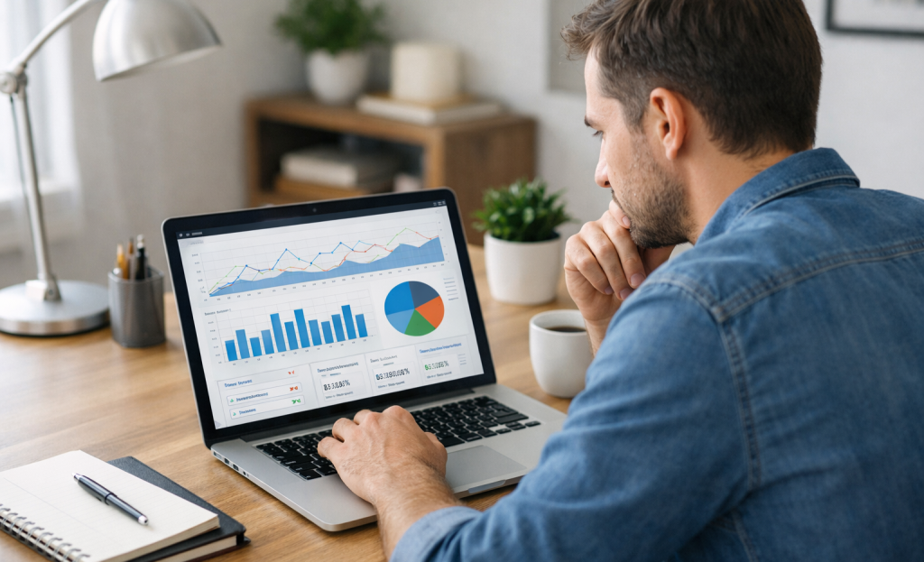 Person engaging with compelling landing page content