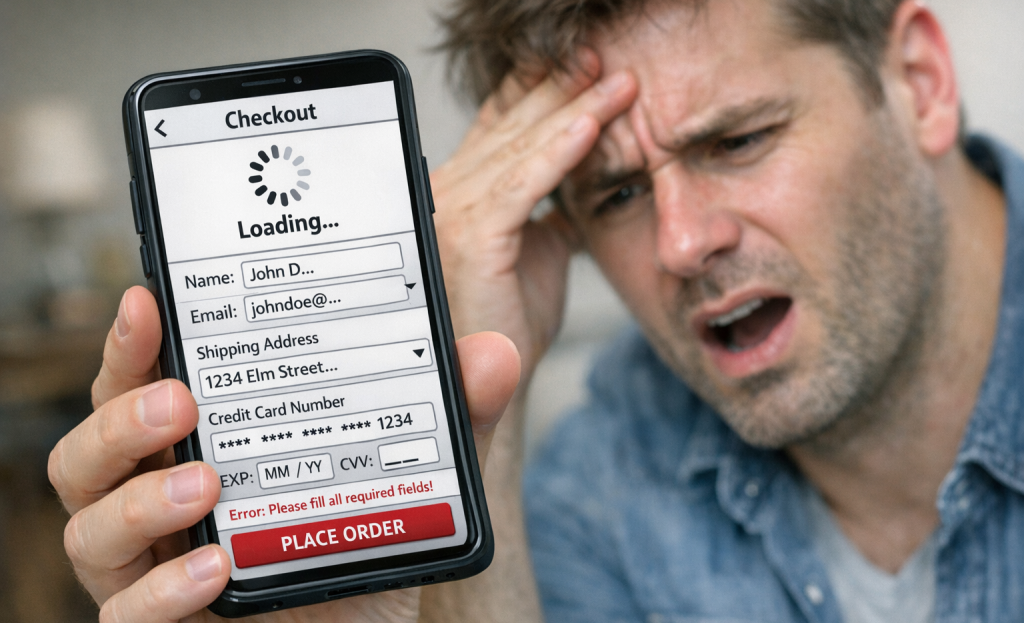 Slow mobile checkout page loading spinner