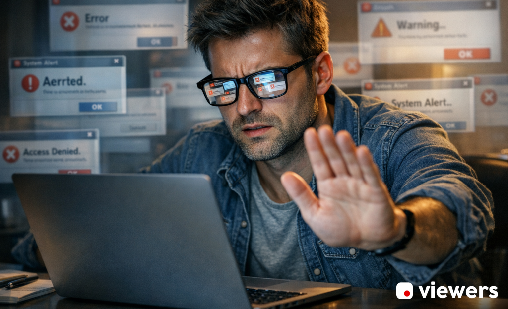 Frustrated user ignoring intrusive exit popup