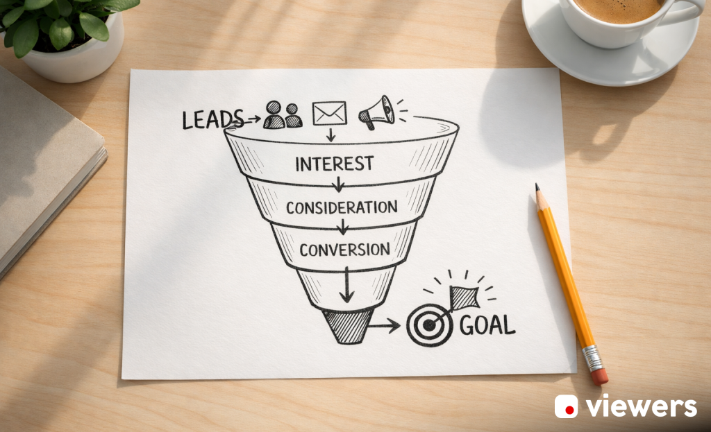 Funnel diagram showing micro-commitment sequence steps