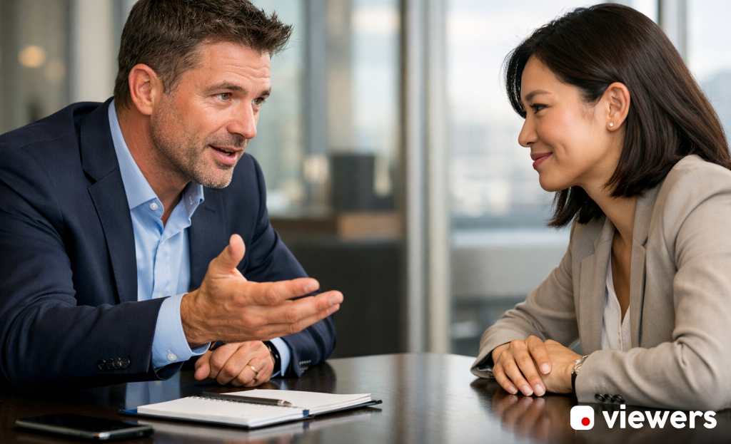 Salesperson conducting a product demo call