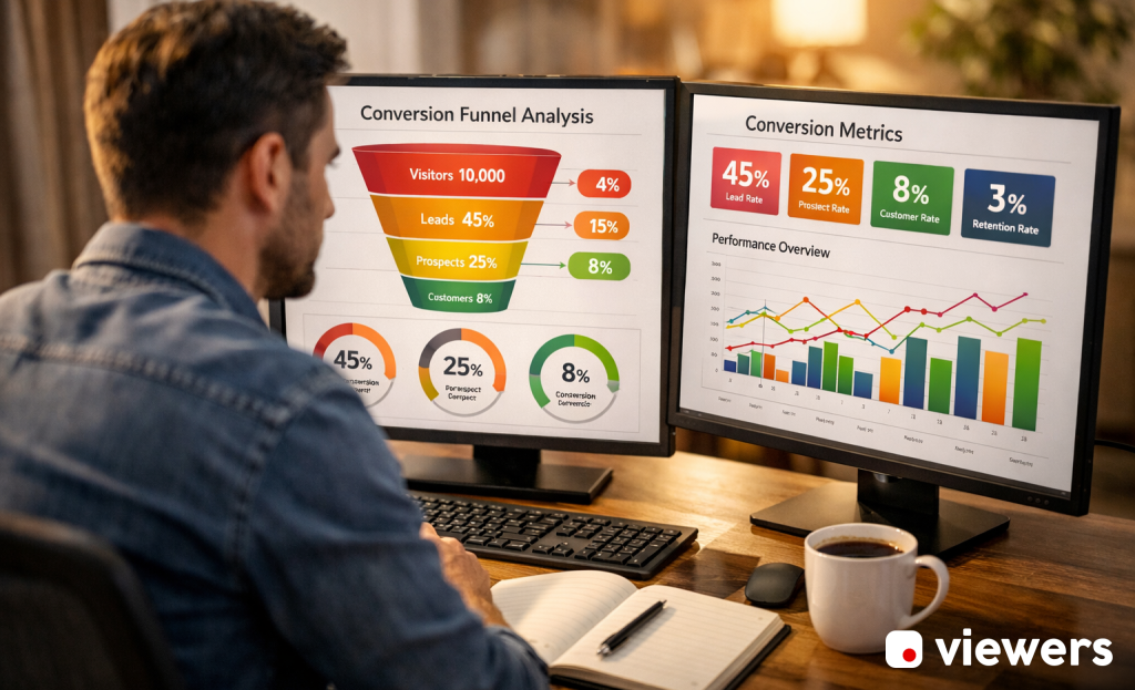 Analyzing conversion metrics on a digital dashboard