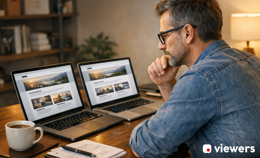 Two website versions compared side by side