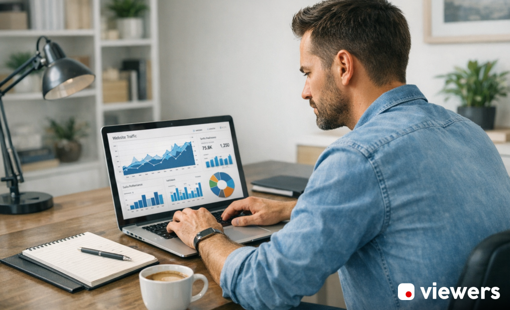 Person analyzing A/B test results on screen