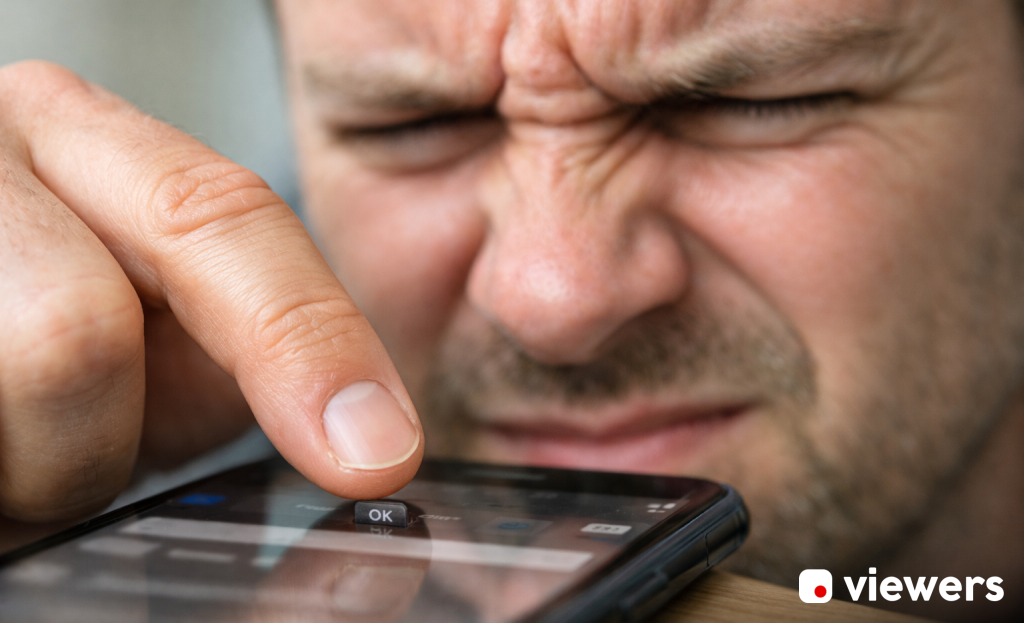 Person frustrated using slow mobile website