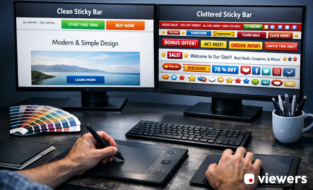 Sticky banner design conversion rate comparison