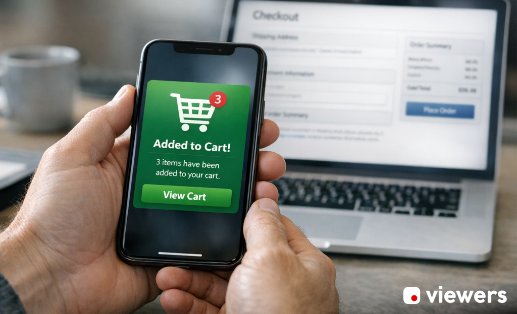Abandoned shopping cart on digital checkout screen