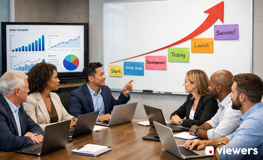 Growth metrics connecting to business goals chart