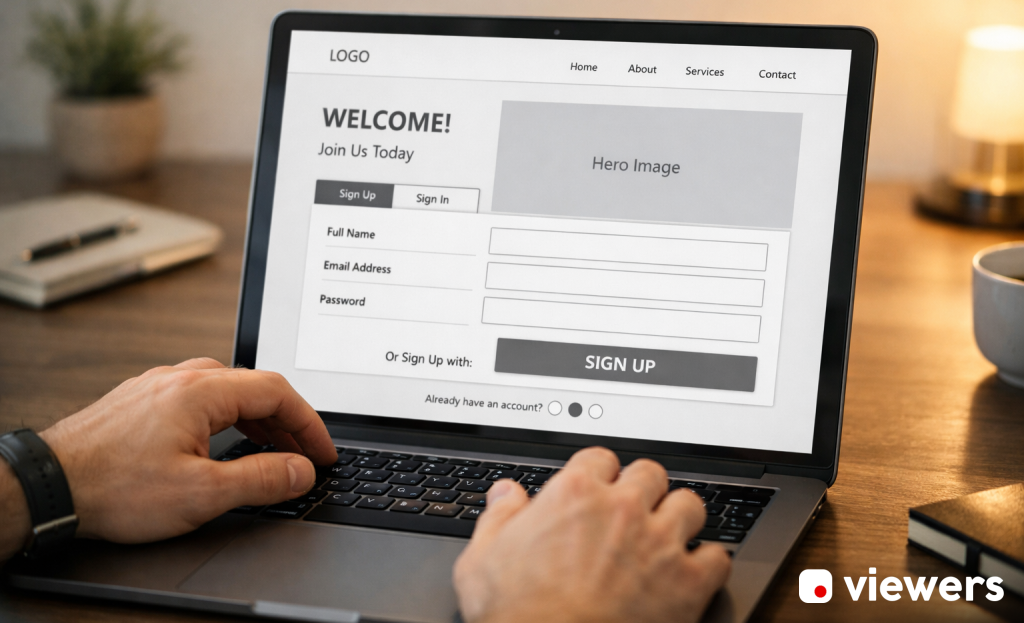 Signup page layout guiding visitors to convert